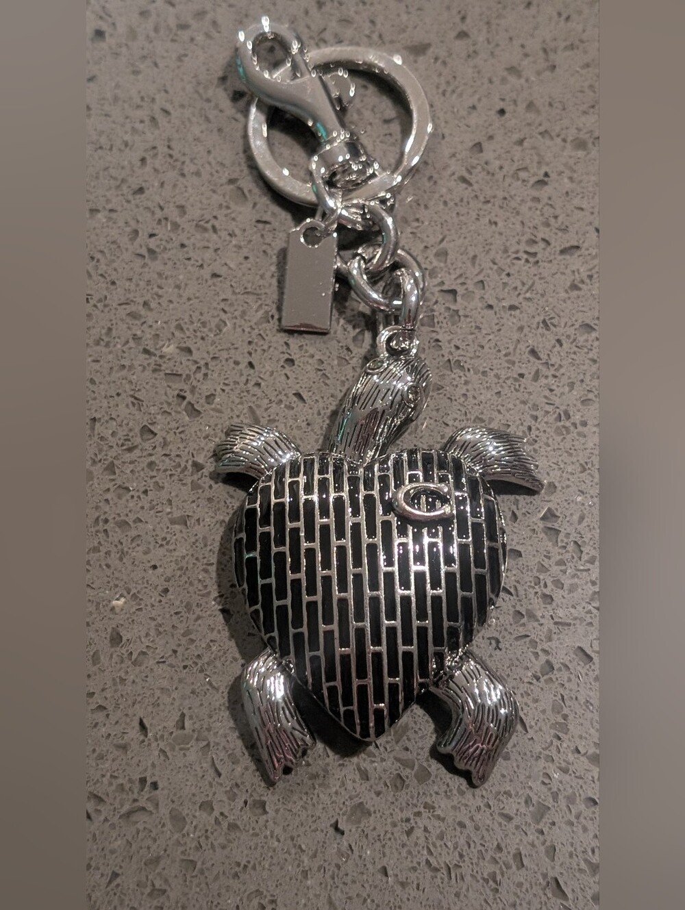 Silver Turtle Heart Keychain Charm - Women Accessories
